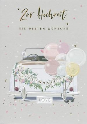 Taurus Kunstkarten Glückwunschkarte Auto - Zur Hochzeit die besten Wünsche