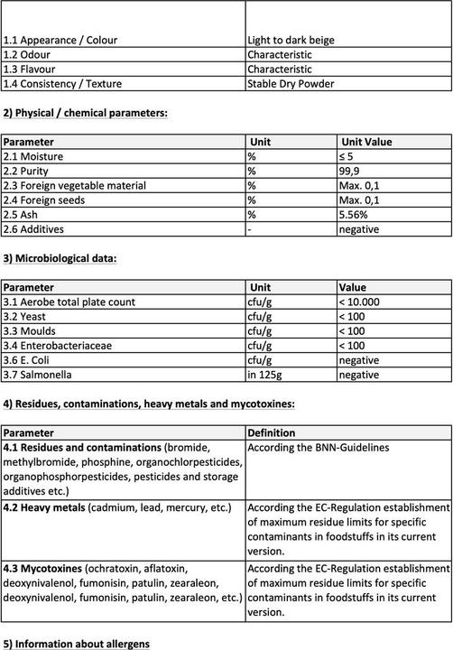 Nährwerte und Zutaten Zimmerli Adaptogene Acerola Pulver (BIO) (1 Stück, Pulver, 100 g)