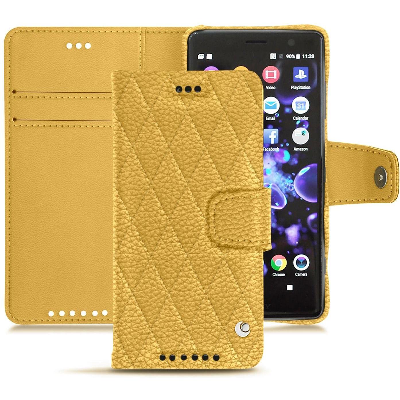 Noreve Lederschutzhülle Wallet (Sony Xperia XZ2 Compact), Smartphone Hülle, Orange
