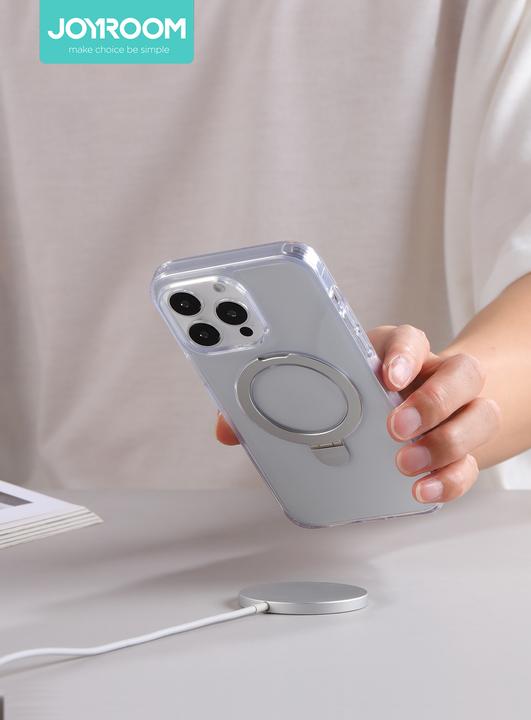 Produktbild Joyroom Magnetic protective phone case with holder JR-BP004 for iPhone 15 Pro Max (transparent) (Apple iPhone 15 Pro Max)