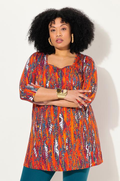 Produktbild Ulla Popken Longshirt, A-Linie, Carree-Ausschnitt, 3/4-Arm (56)