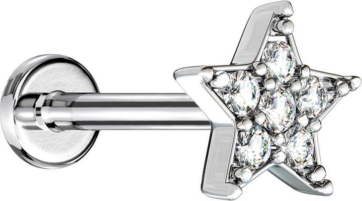 Produktbild Star Piercing Micro Labret Innengewinde silber Stern Kristall silber (Messing, Chirurgenstahl 316L)