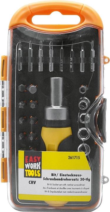 Immagine prodotto Easy Work Set di punte e bussole EW 30-tg (Adattatore di bit, Presa esagonale con perno di bloccaggio (TR), Scanalatura per la vite)