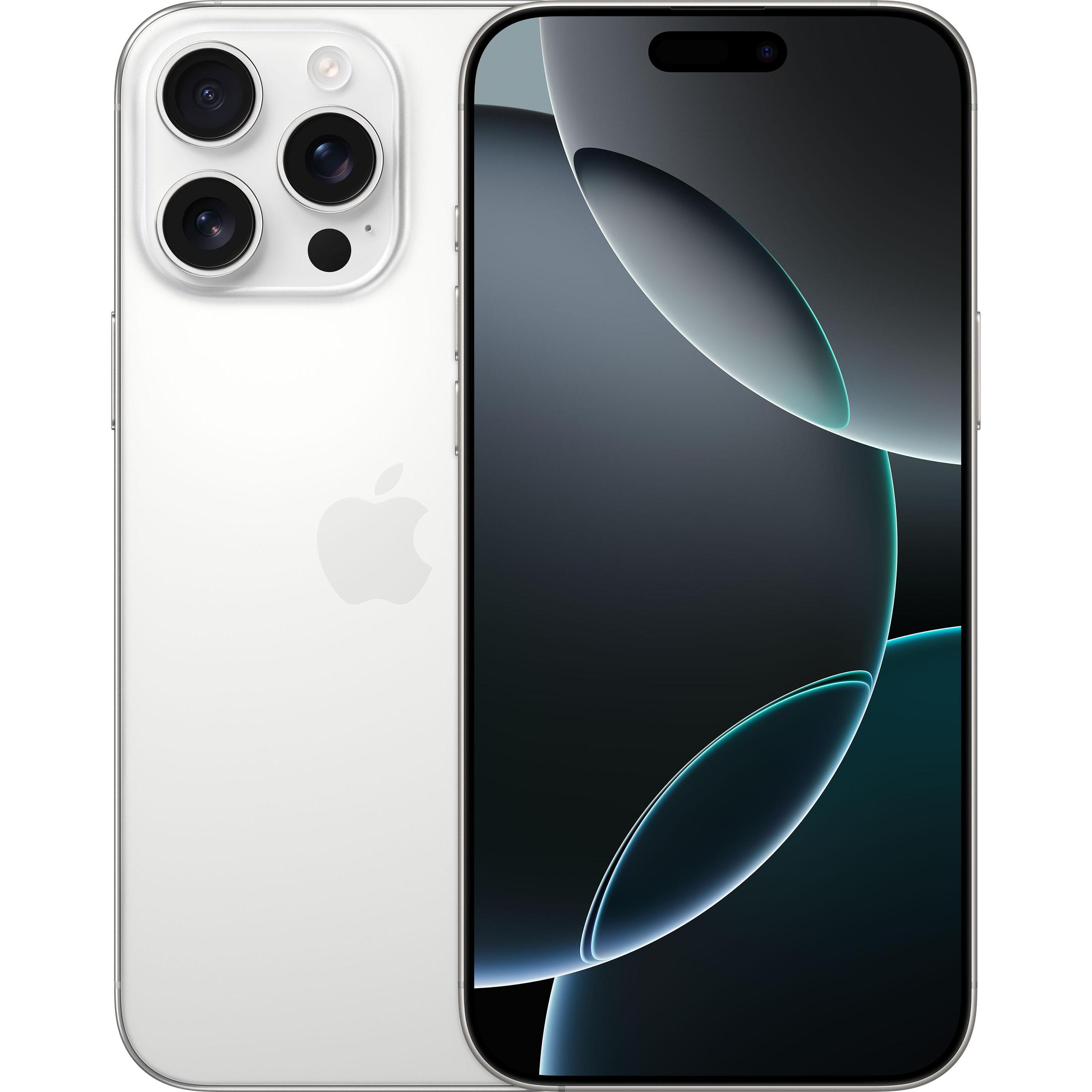 Apple iPhone 16 Pro Max (1000 GB, White Titanium, 6.90", SIM + eSIM, 48 Mpx, 5G), Smartphone, Weiss