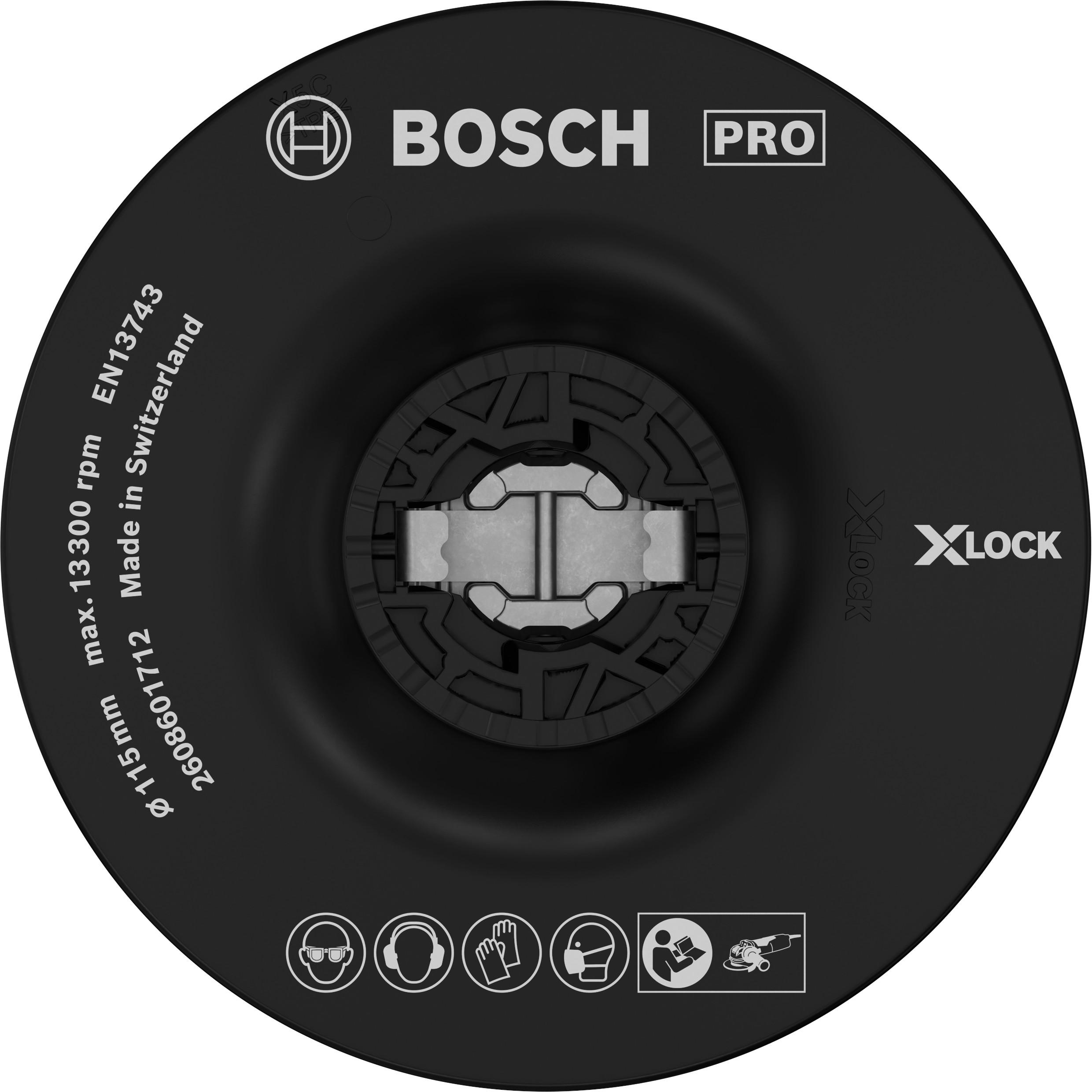 Bosch Professional Zubehör, Abrasivi, PRO Backing Pad X-Lock, medio, 115 mm, medio (P80)