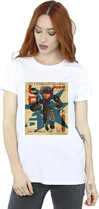Immagine prodotto Disney Big Hero 6 Baymax Hiro Newspaper Maglietta Ampia Donna (XL)
