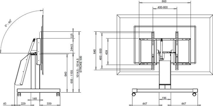 Actual product image DSS Stand electr, -100", max 150 kg, silver (150 kg, 42" - 90")
