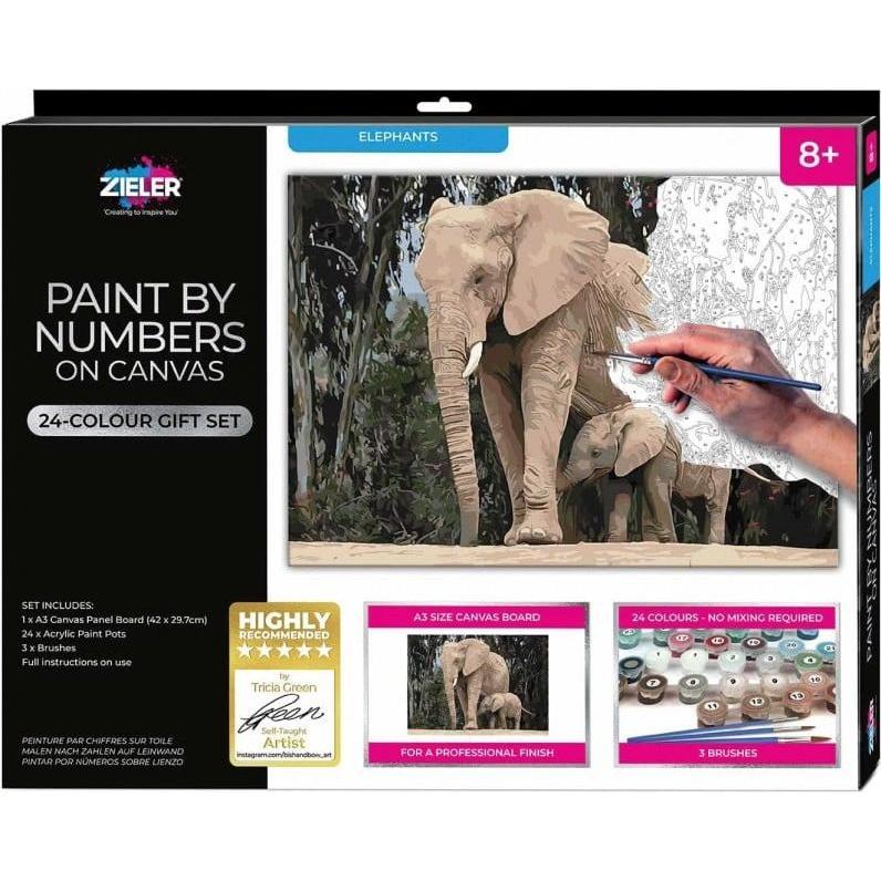 Zieler - Acrylic A3 - Paint By Numbers - Elephants (609299440)