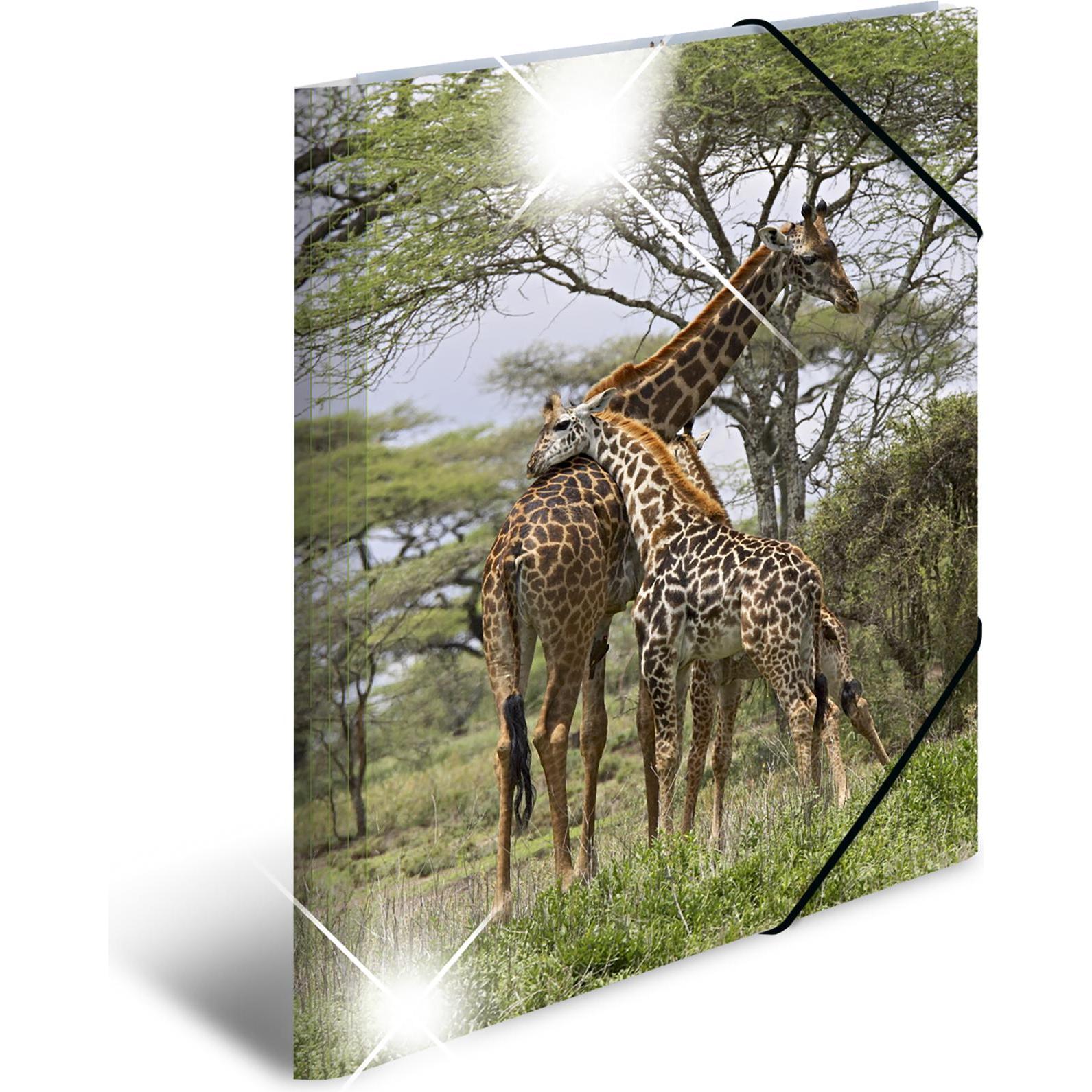 Herma, Mappe, Eckspannermappe "Giraffe", PP Glossy, DIN A3 Masse: (B)315 x (T)4 x (H)440 mm, mit 3 Innenklappen (A3, 1 x...