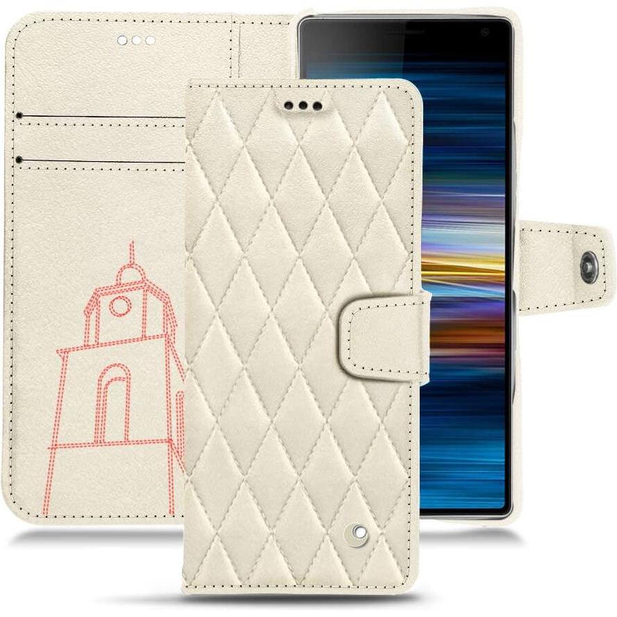 Noreve Lederschutzhülle Wallet (Sony Xperia 10 Plus), Smartphone Hülle, Weiss