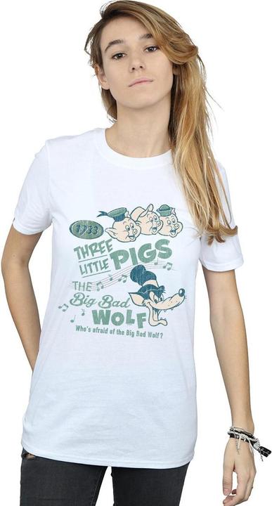 Actual product image Disney Womens/Ladies Three Little Pigs Who's Afraid Of The Big Bad Wolf Cotton Boyfriend T-Shirt (XL)