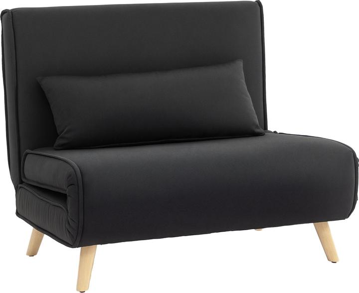 Homcom Einzelschlafsofa Leinenimitat, Gummi Holz Schwarz