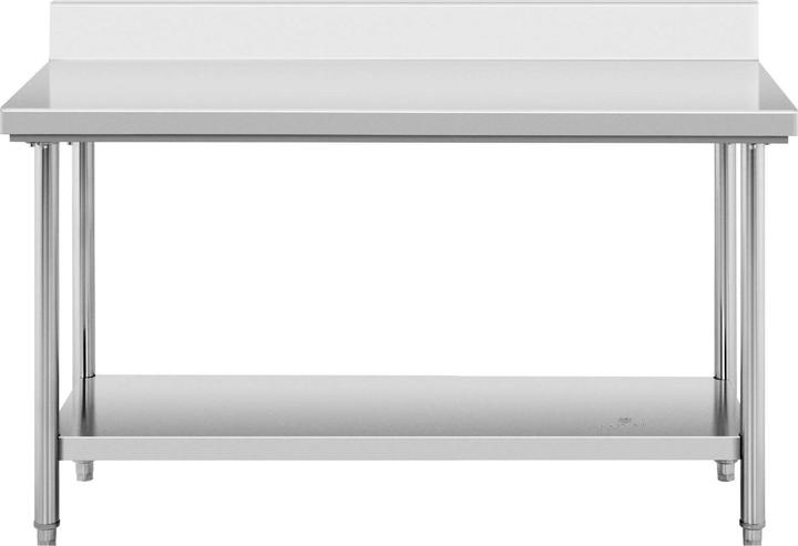 Actual product image Royal Catering Edelstahl Arbeitstisch Edelstahltisch Zerlegetisch 150 x 60 cm Aufkantung 159 kg