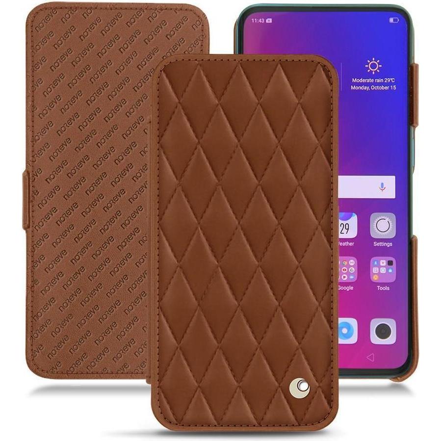 Noreve Lederschutzhülle horizontal (Oppo Find X), Smartphone Hülle, Braun