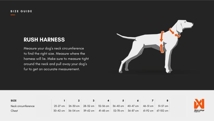 Produktbild Non-Stop Dogwear Non-Stop - Harness Rush - Black/Orange - 8 (8, Hund, Allgemein, Hundesport)