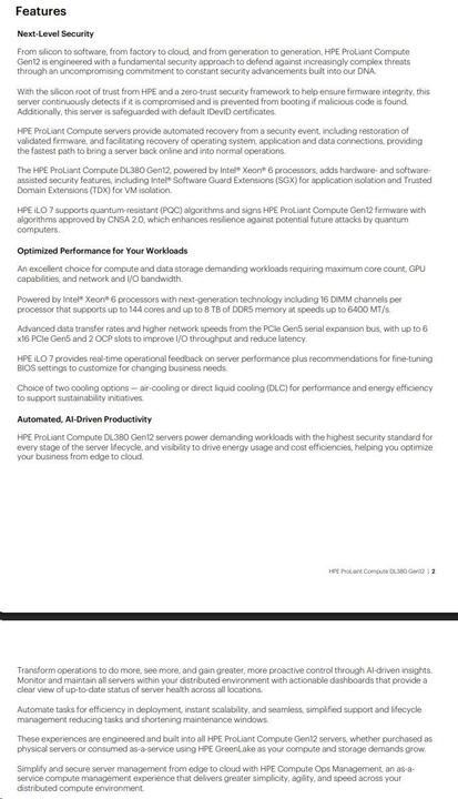 Produktbild HP HPE PL DL380g12 6505P (2.2/12C) 2x32G (P69727) 2x8TB MR416i-o 2x1000W 10GbE NBD333 Smart Choice (64 GB, Rack Server)