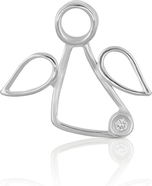 Image du produit Muau ange pendentif or blanc 750 diamant 0.0075ct. 13x15mm (Or blanc 750)