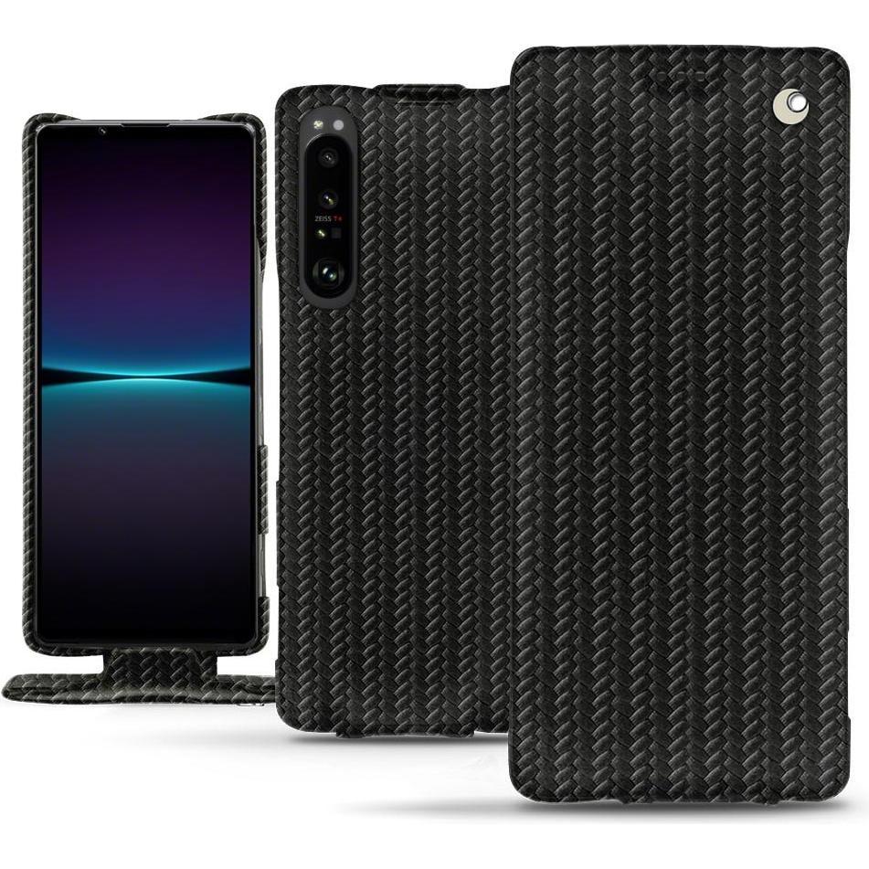 Noreve Lederschutzhülle vertikal (Sony Xperia 1 IV), Smartphone Hülle, Schwarz