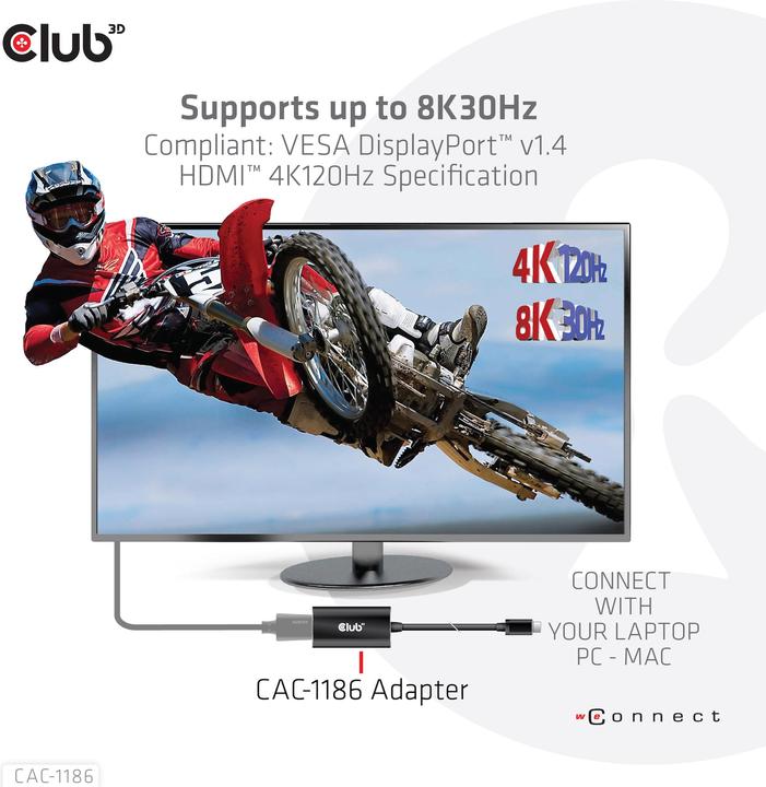 Produktbild Club 3D Club3D Adapter MiniDisplayPort > HDMI 2.1 HDR 120Hz aktiv (Mini DP, 0.60 cm)