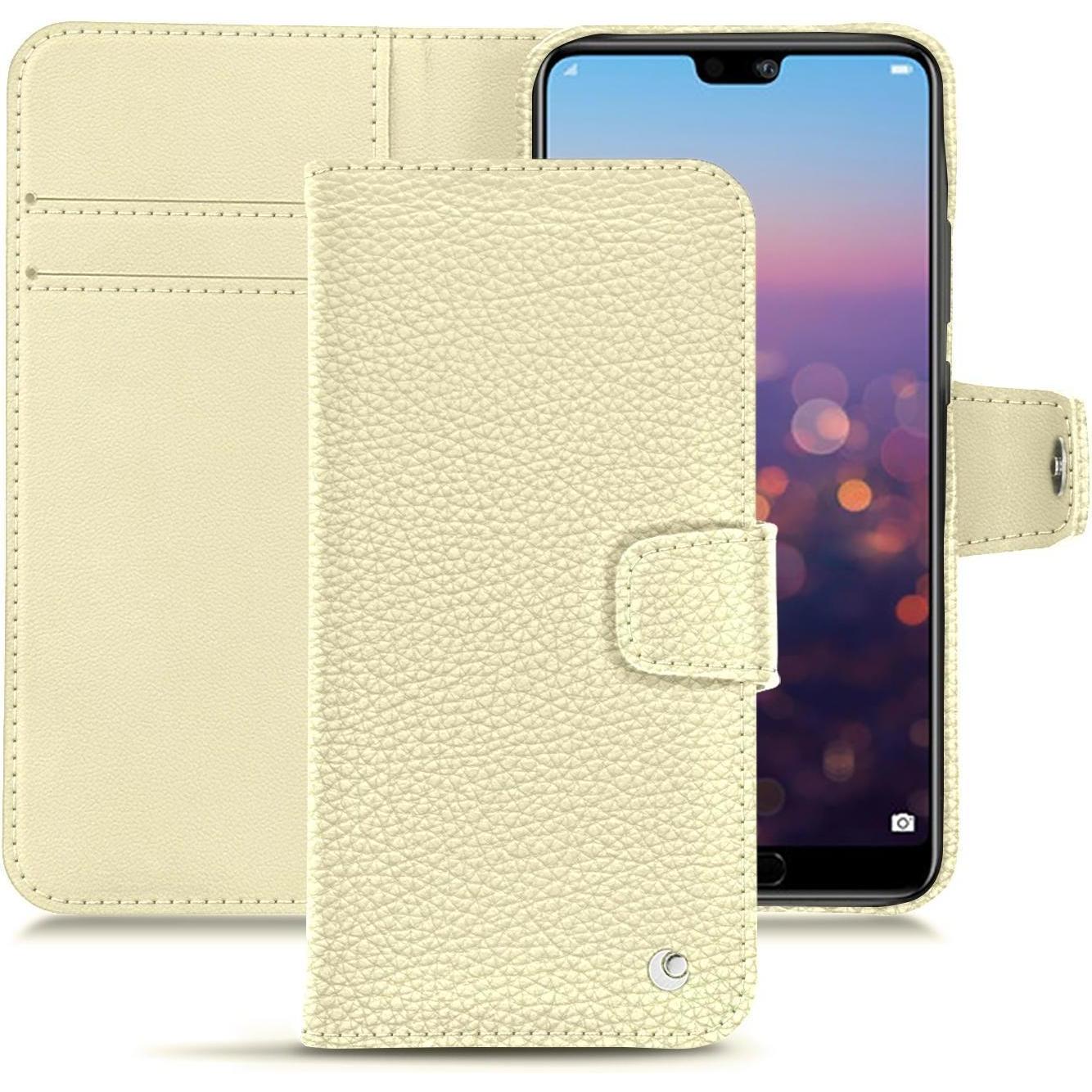 Noreve Lederschutzhülle Wallet (Huawei P20 Pro), Smartphone Hülle, Weiss