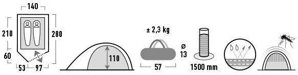 Produktbild High Peak Kiruna 2 (Kuppelzelt, 2.30 kg, 2 Personen)