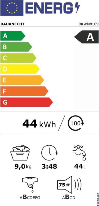 Energy Label Bauknecht BKWM8109 (9 kg, Left)