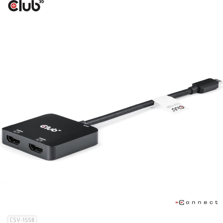 Actual product image Club 3D Club3D MST hub USB 3.2 Type C > 2x HDMI 4K60Hz +100W PD St/Bu retail (USB-C, 3 ports)