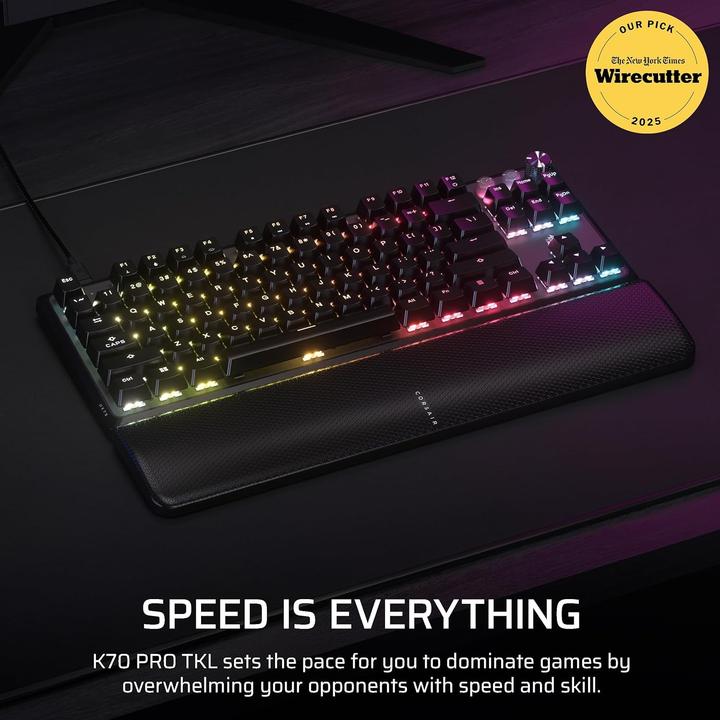 Actual product image Corsair K70 PRO TKL RGB Tenkeyless Magnetic-Mechanical Wired Gaming Keyboard (Αγγλικό US) - Black CH (US, Cable)