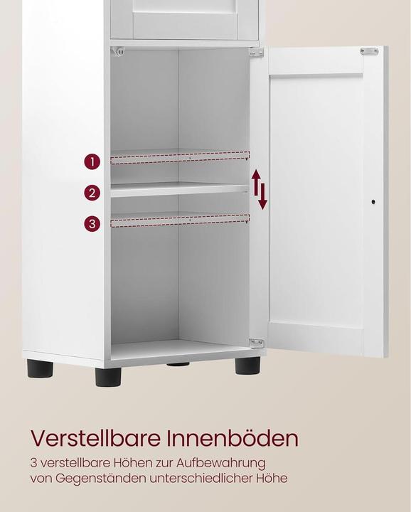 Produktbild Vasagle Badezimmerregal 30 x 165 cm, Weiss, Tiefe: 40 (30 x 40 x 165 cm)