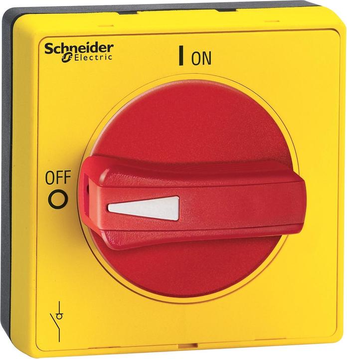 Produktbild Schneider TeSys VLS Drehgriff, IEC IP65 und NEMA in Rot / Gelb, 65x65mm forstehend VLSH2S5R