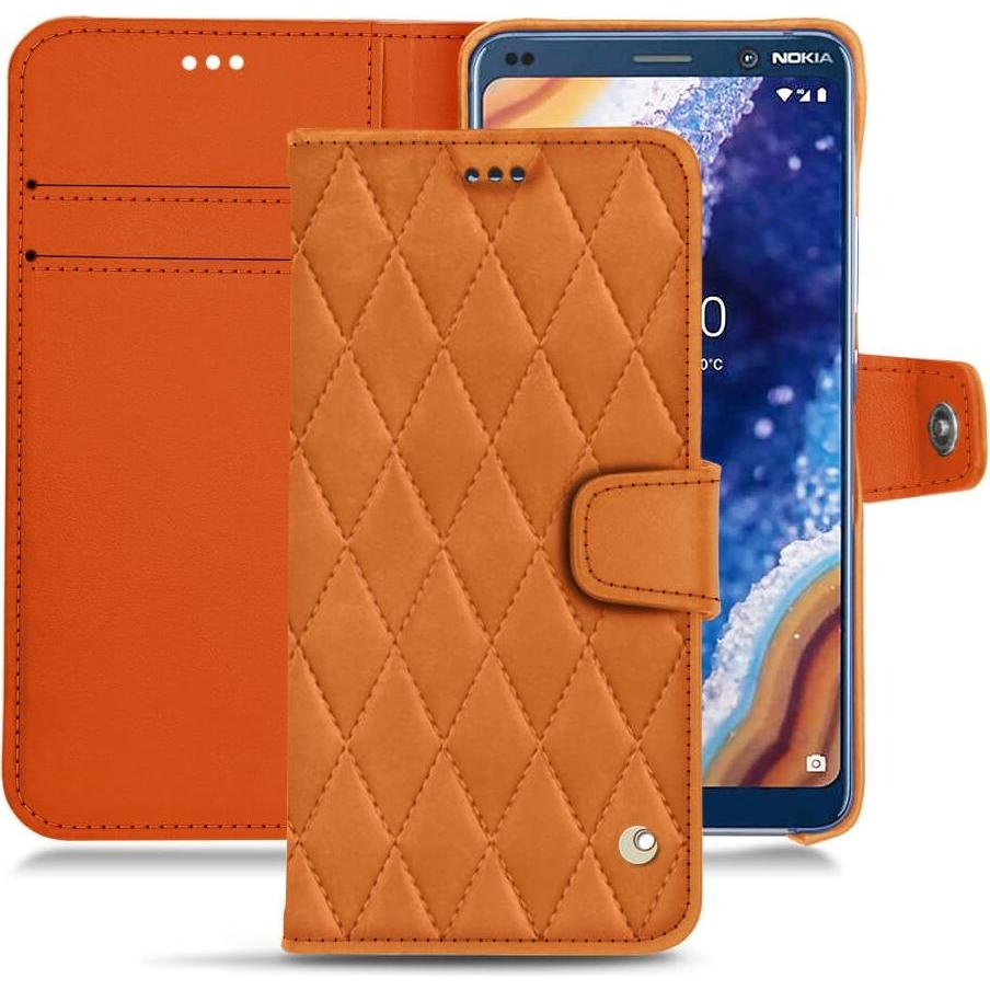 Noreve Lederschutzhülle Wallet (Nokia 9 PureView), Smartphone Hülle, Orange