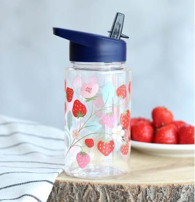 Actual product image A Little Lovely Company Straw straw bottle, strawberries (0.45 l)