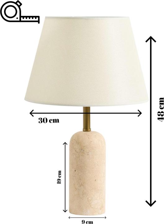 Produktbild Opviq Solara Linen Traverten Table Lamp (E27)
