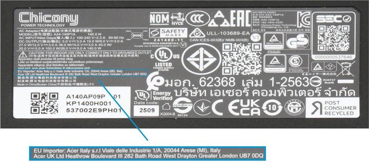 Produktbild Acer KP.1400H.001 (140 W)