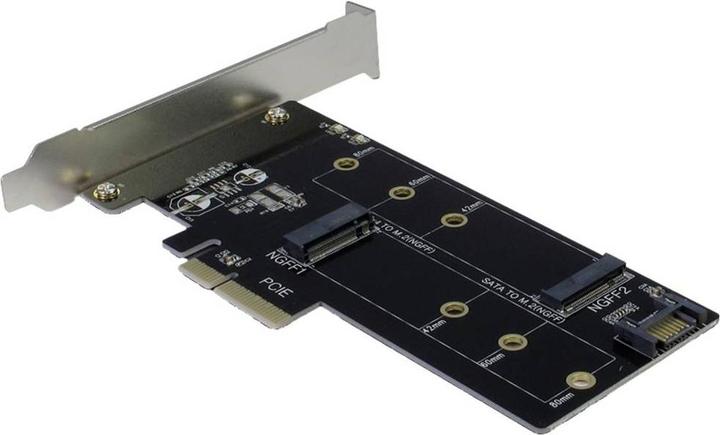 Produktbild Intertech PCIe Karte für eine M.2 PCIe und eine M.2 S-ATA Festplatte (SATA)
