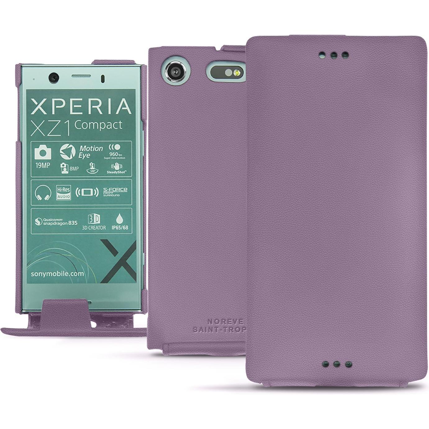 Noreve Lederschutzhülle vertikal (Sony Xperia XZ1 Compact), Smartphone Hülle, Violett