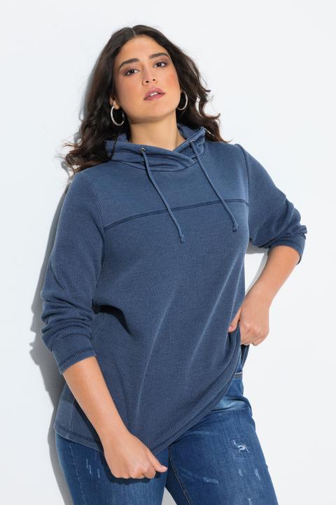 Image du produit Ulla Popken Sweat-shirt col montant et manches longues, piqué texture gaufrée (50, 52)