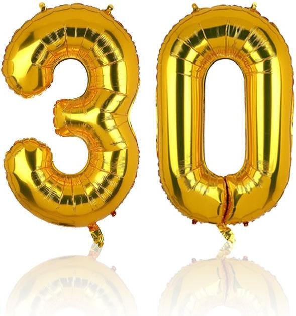 Immagine prodotto Hermex Palloncino 30 Palloncino in foil Palloncino di compleanno Palloncino numero Palloncino palloncino