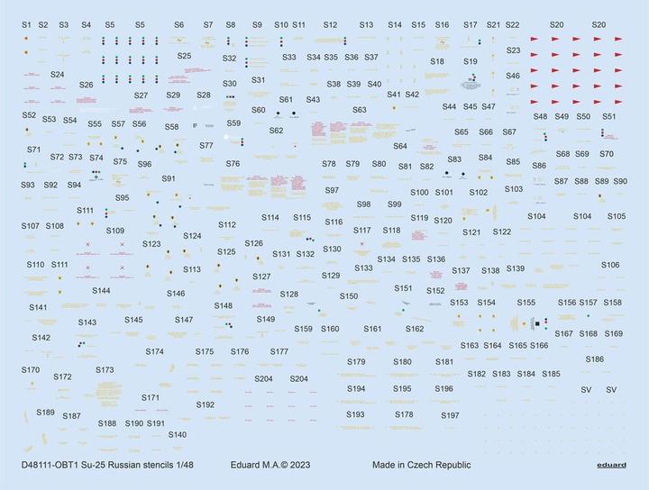 Actual product image Eduard Su-25 Russian stencils 1/48 ZVEZDA