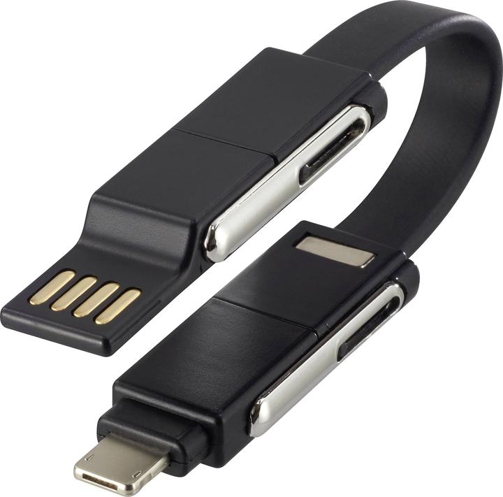 Actual product image Renkforce OTG 6-in-1 USB adapter cable, folds into a key ring thanks to magnets in the connector (0.20 m)