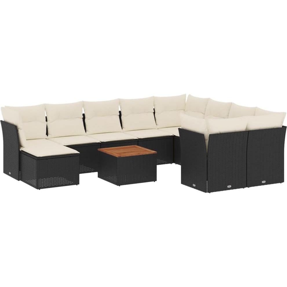 VidaXL, Gartenlounge, Gartenmöbel Sofa Garnitur Lounge Sitzgruppe 11-tlg. Schwarz Poly Rattan