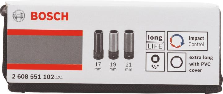 Produktbild Bosch Professional Zubehör Steckschlüssel-Set, 3-tlg., 17/19/21 mm (17 mm, 21 mm, 19 mm)