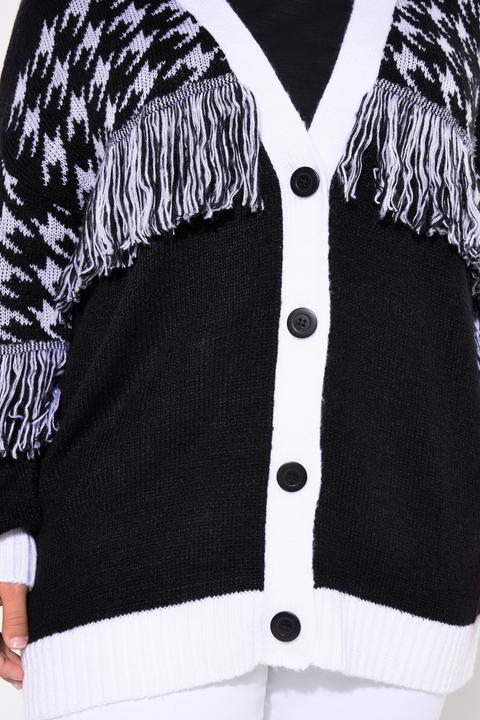 Produktbild Angel of Style Strickjacke, oversized, Hahnentritt, Fransen, Langarm (58)
