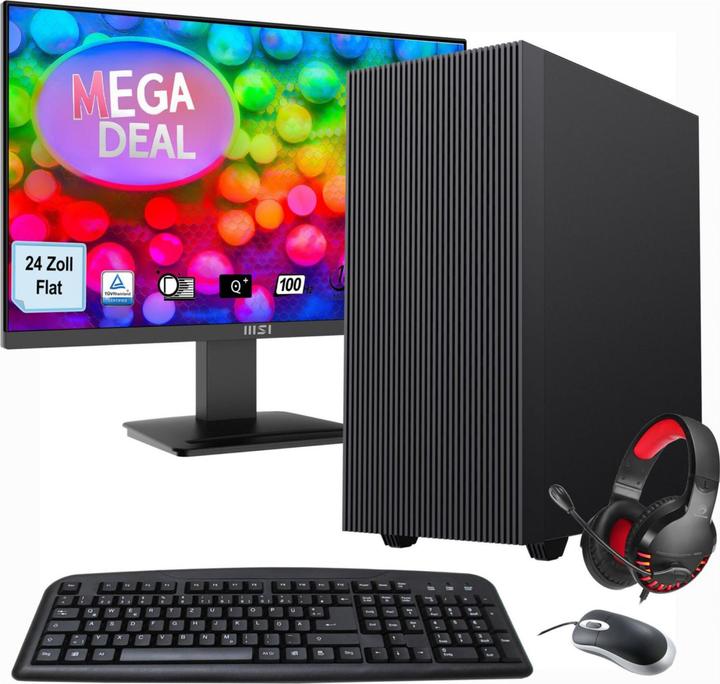 Actual product image GameMax MegaDeal Multimedia PC SET2472 7372 + MSI PRO MP2412DE + Maus, Tastatur & Headset (1000 GB, 16 GB, AMD Ryzen 5 5600G)