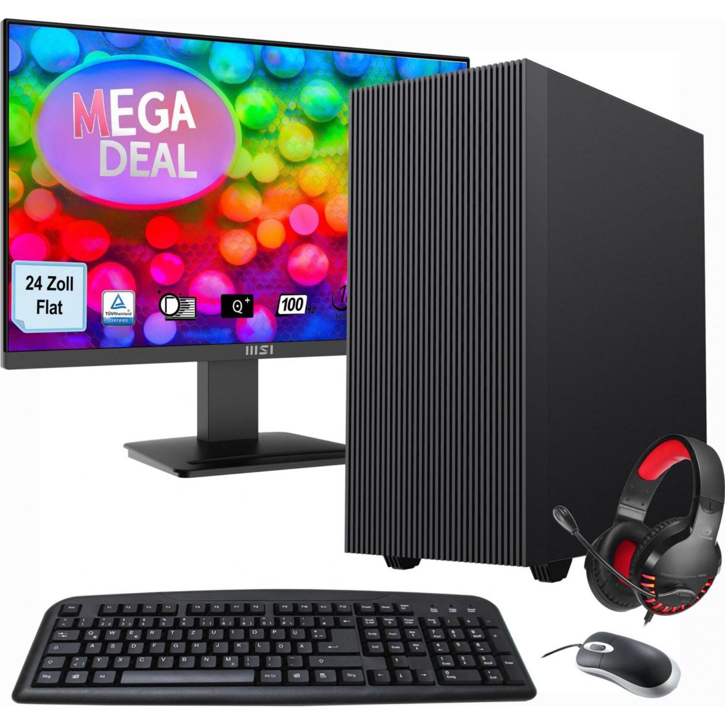 GameMax MegaDeal Multimedia PC SET2472 7372 + MSI PRO MP2412DE + Maus, Tastatur & Headset (AMD Ryzen 5 5600G, 16 GB, 100...