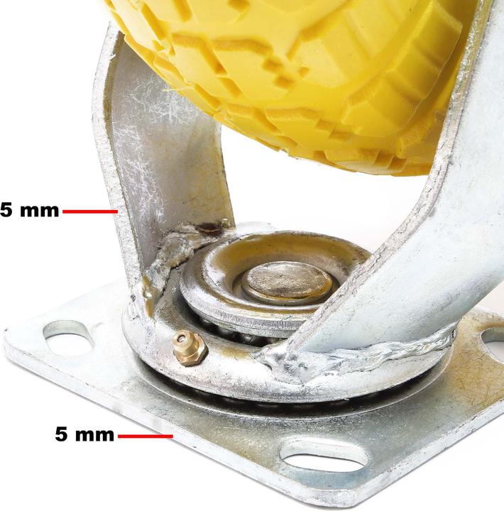 Image du produit Wiltec Jeu 2x Roulettes pivotantes à direction Jaune 258 x 78 mm Jantes en métal increvables 150kg par roue