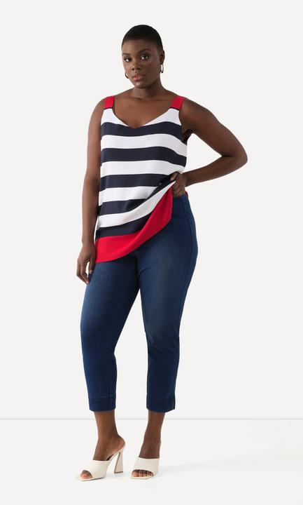 Produktbild Ulla Popken Jersey-Capri Sienna, schmales Bein, Saumschlitze (56)