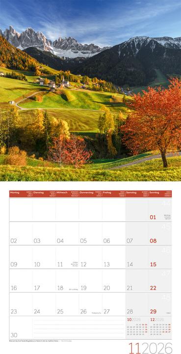 Image du produit Alpen Kalender 2026 - 30x30 (30 x 30 cm, Couverture rigide, Allemand, Italien, Anglais, Français)