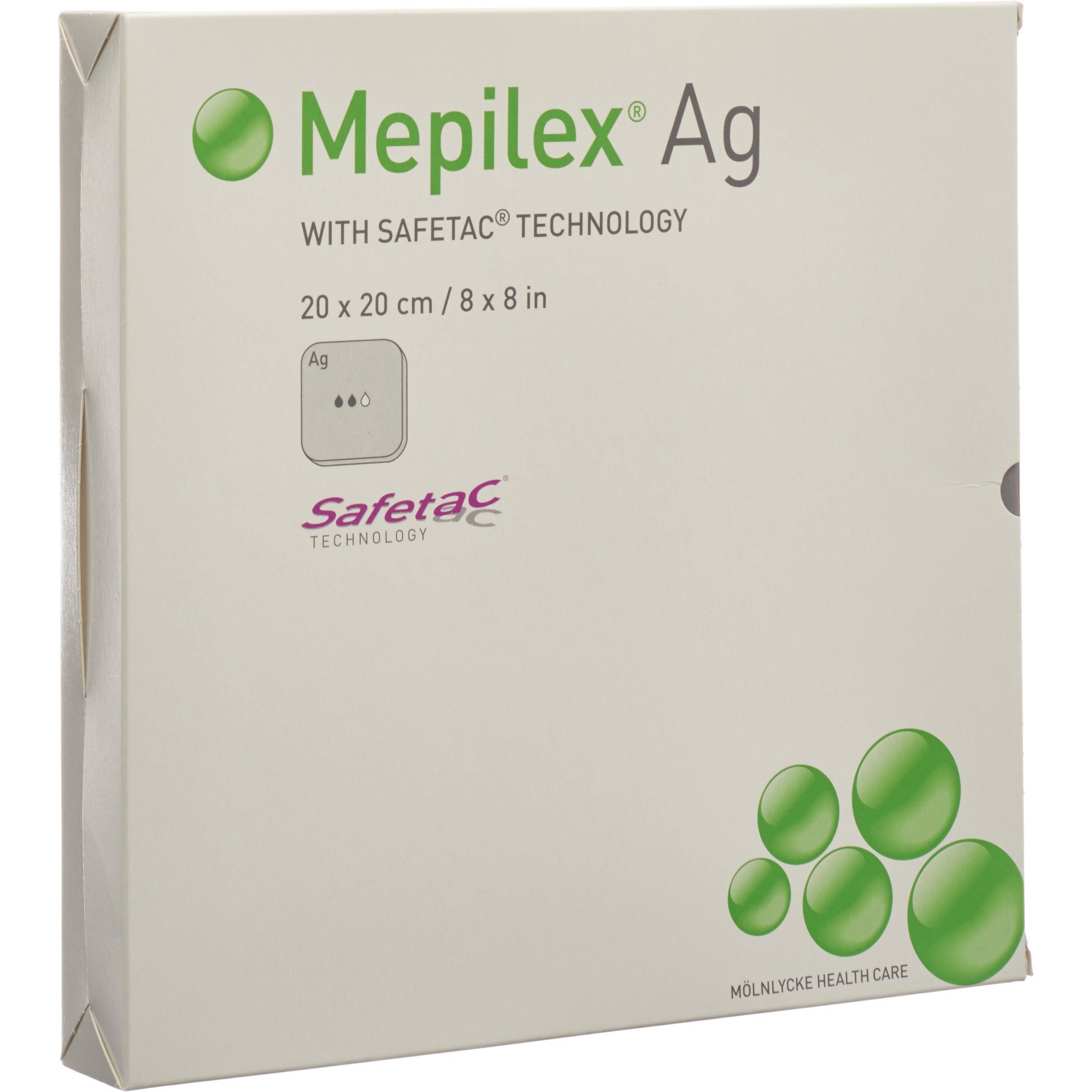 Mepilex, Pflaster, Ag Schaumverband Safetac 20x20cm Silicone (5 x)