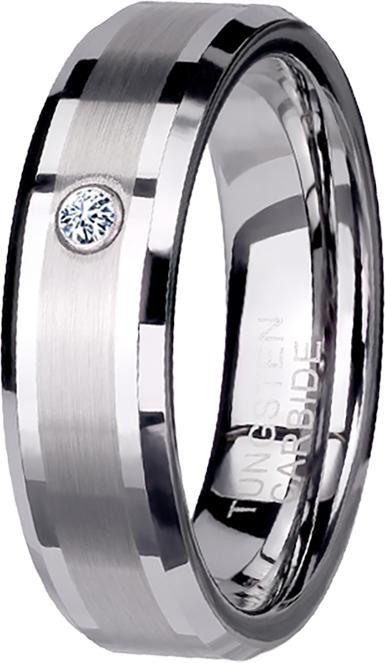 Produktbild Star Piercing Ring silber mittig gebürstet mit Kristall (ohne Messing, Organisch)